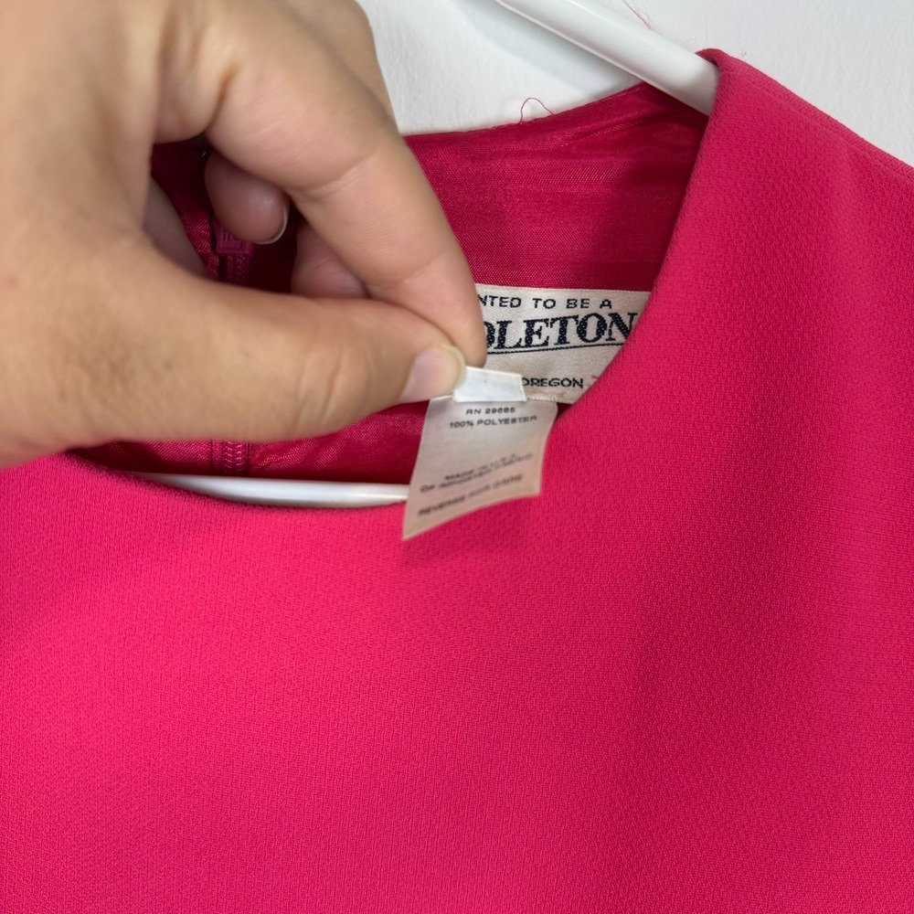 VINTAGE Pendleton Hot Pink Sleeveless Sheath Dress Size 4 Made in USA - Picture 4 of 10